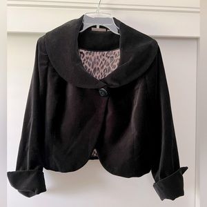 Kenar Retro Black Velvet Fully Lined Cropped Jacket Size 12